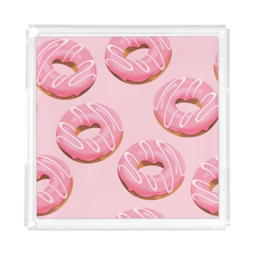 Glazed Donuts Seamless Background Acrylic Tray