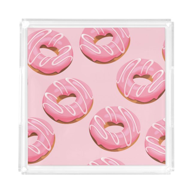 Glazed Donuts Seamless Background Acrylic Tray (Front)
