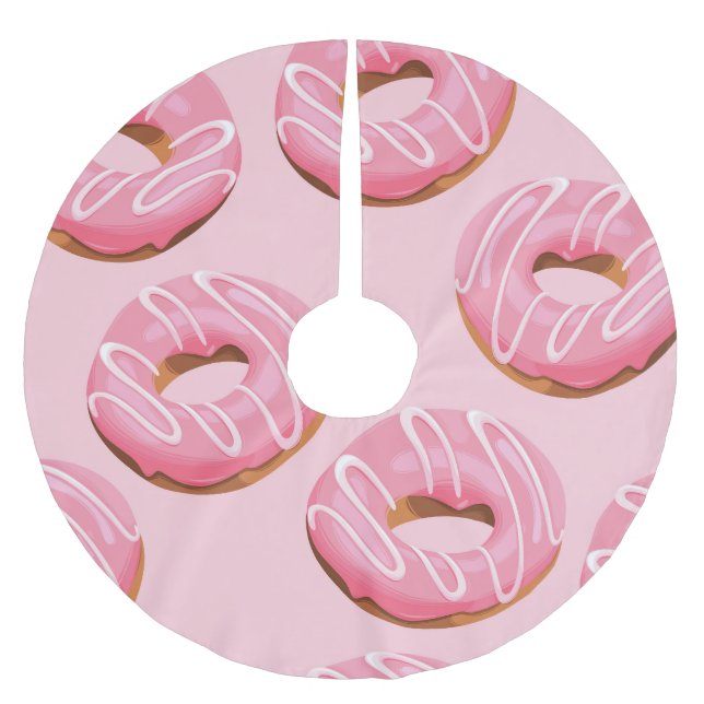 Glazed Donuts Seamless Background Brushed Polyester Tree Skirt (Front)
