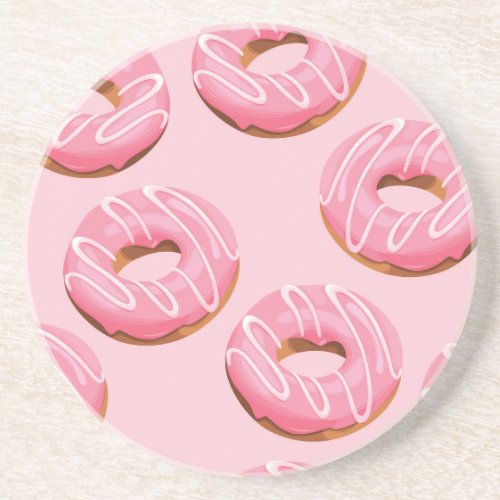 Glazed Donuts Seamless Background Coaster