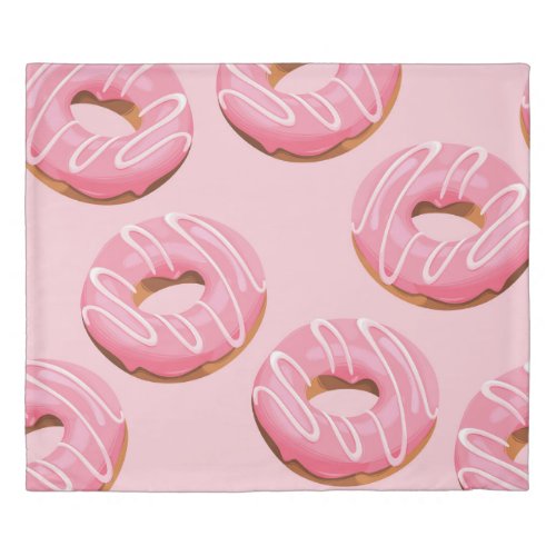 Glazed Donuts Seamless Background Duvet Cover