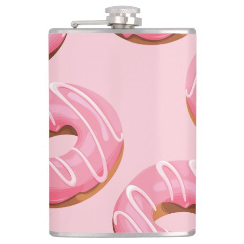 Glazed Donuts Seamless Background Flask