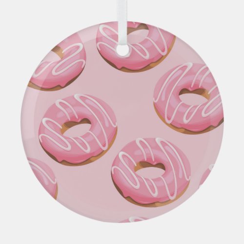 Glazed Donuts Seamless Background Glass Ornament