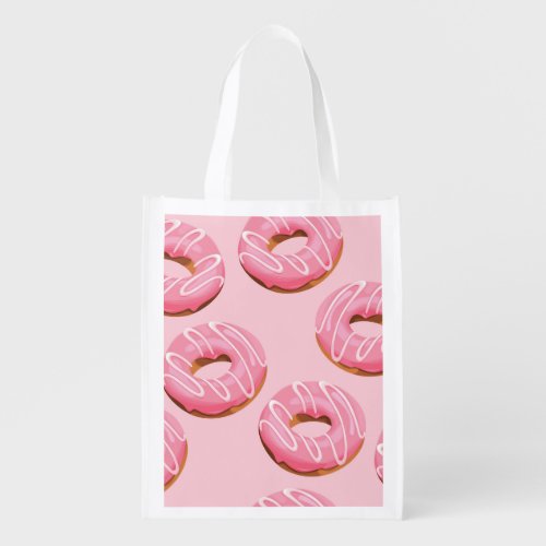 Glazed Donuts Seamless Background Grocery Bag
