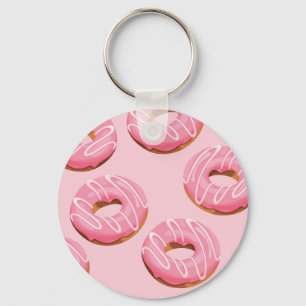 Glazed Donuts Seamless Background Keychain