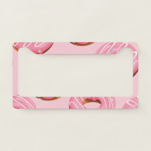 Glazed Donuts Seamless Background License Plate Frame