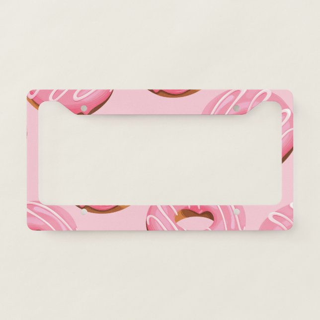 Glazed Donuts Seamless Background License Plate Frame (Front)