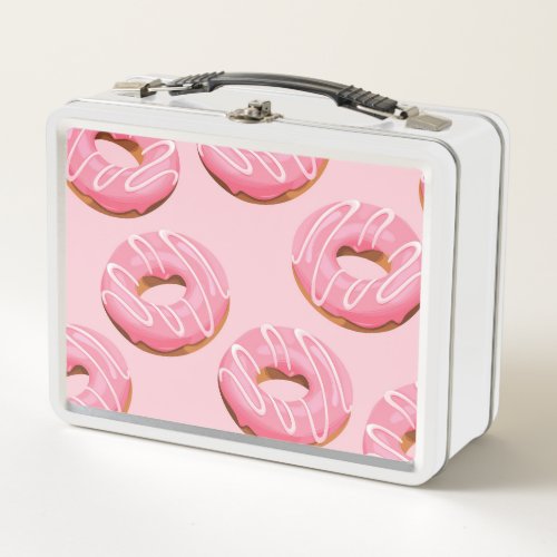 Glazed Donuts Seamless Background Metal Lunch Box