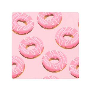 Glazed Donuts Seamless Background Metal Print