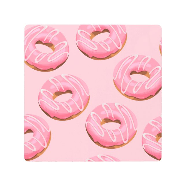 Glazed Donuts Seamless Background Metal Print (Front)