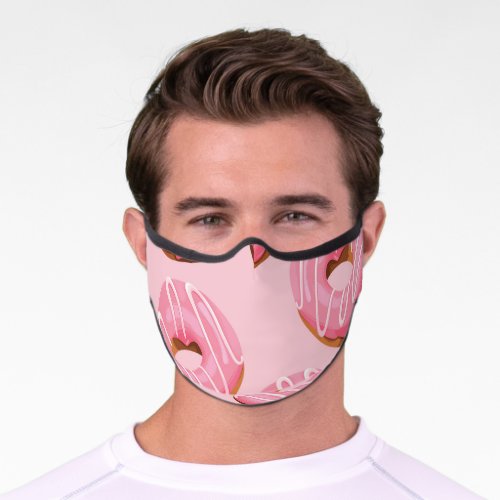 Glazed Donuts Seamless Background Premium Face Mask