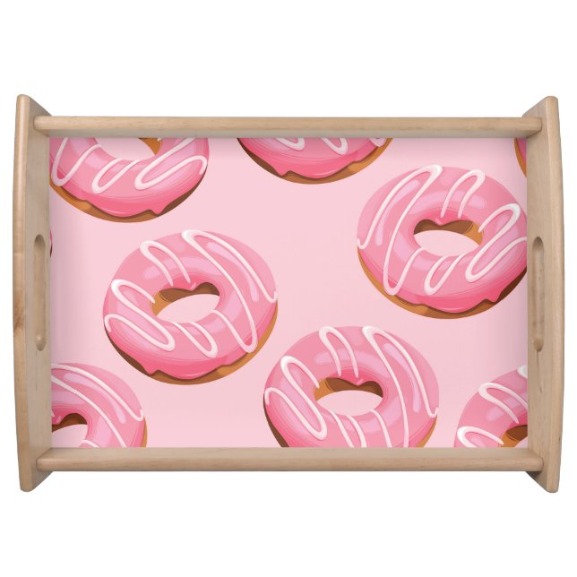 Glazed Donuts Seamless Background Serving Tray (Front)