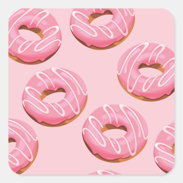 Glazed Donuts Seamless Background Square Sticker (Front)