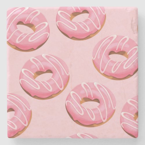 Glazed Donuts Seamless Background Stone Coaster