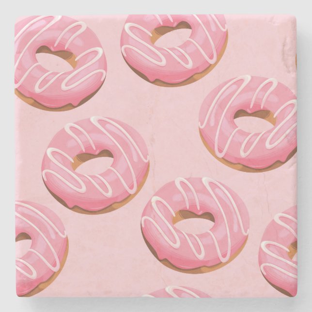 Glazed Donuts Seamless Background Stone Coaster (Front)