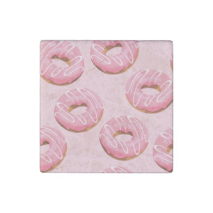 Glazed Donuts Seamless Background Stone Magnet