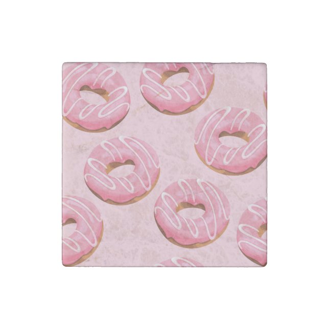 Glazed Donuts Seamless Background Stone Magnet (Front)