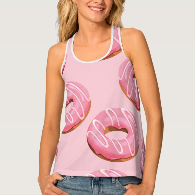 Glazed Donuts Seamless Background Tank Top (Front)