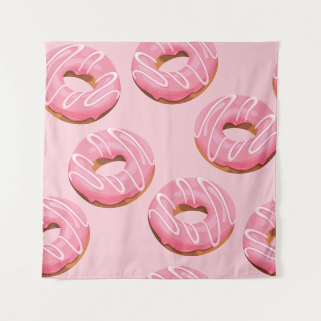 Glazed Donuts Seamless Background Tapestry (Front)