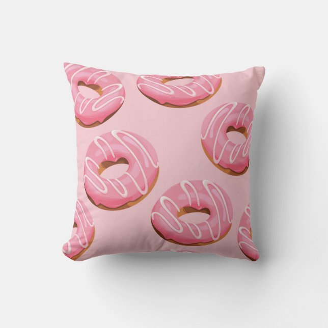 Glazed Donuts Seamless Background Throw Pillow (Front)