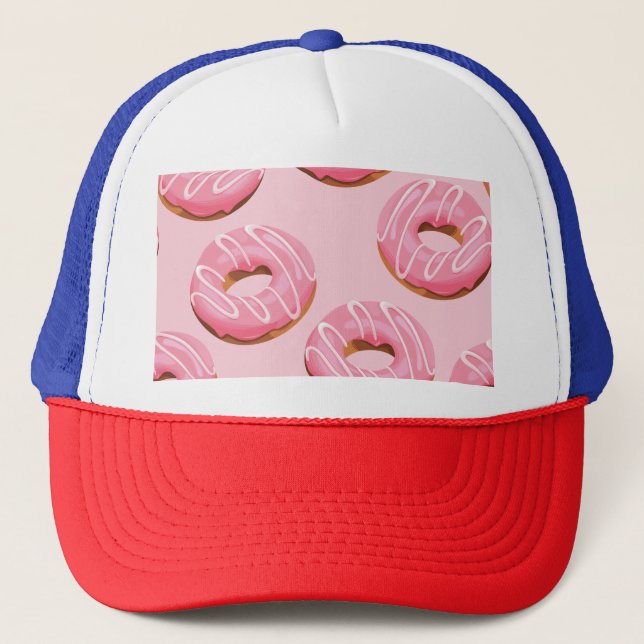 Glazed Donuts Seamless Background Trucker Hat (Front)