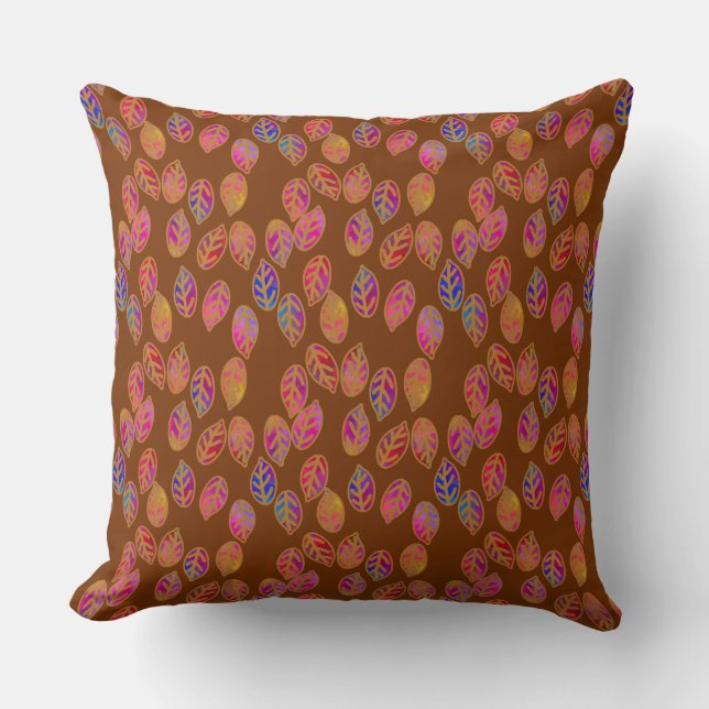 Glazed Leaves in Mud Throw Pillow (Front)