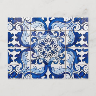 Glazed Portuguese Azulejo Tiles Postcard