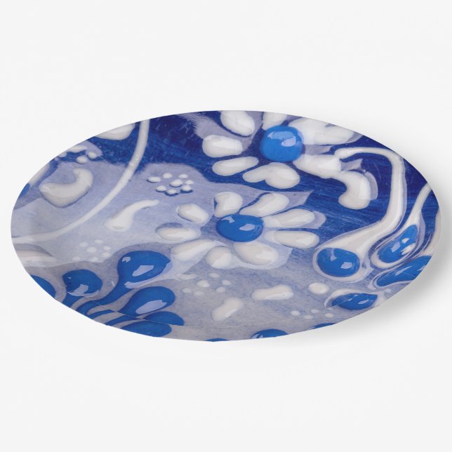 Glazed pot ceramic pattern close up paper plates (Angled)