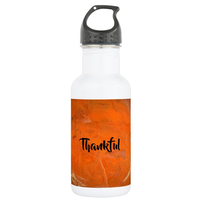 Glazed Terra Cotta Thankful Water Bottle (Front)