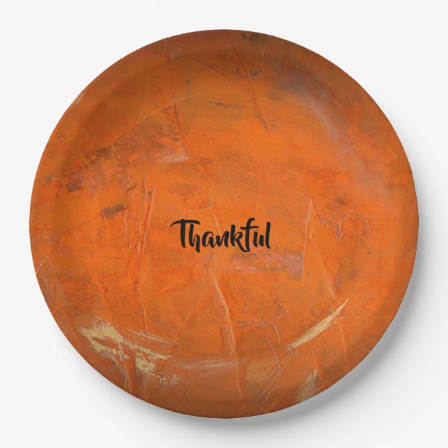 Glazed Terracotta Thankful Paper Plates (Front)