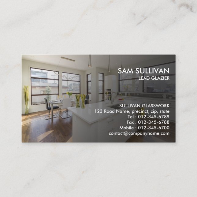 Glazier Glazing Glass Work Business Card (Front)