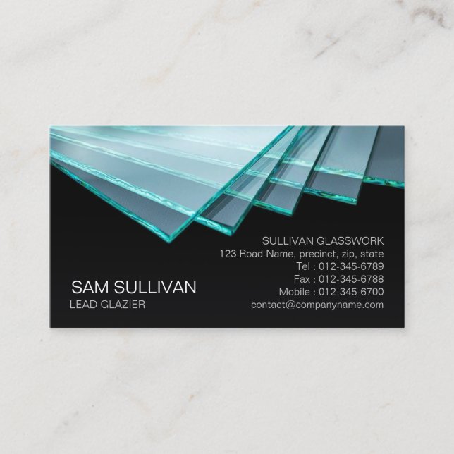 Glazier Glazing Glass Work Business Card (Front)