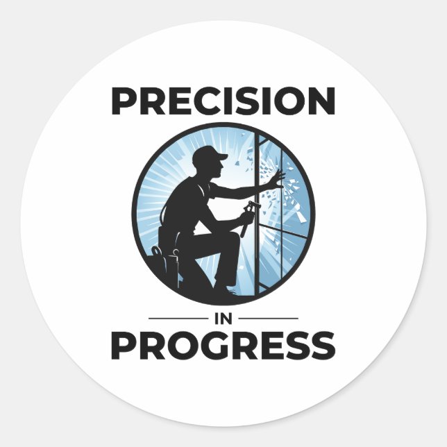 Glazier Window Glass Fitting Fitter Glasswork Classic Round Sticker (Front)