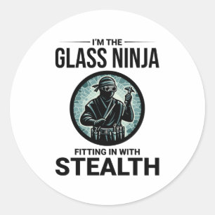 Glazier Window Glass Fitting Fitter Ninja Classic Round Sticker