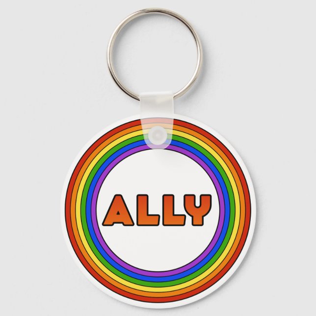 GLBT Ally Keychain (Button Style) (Front)