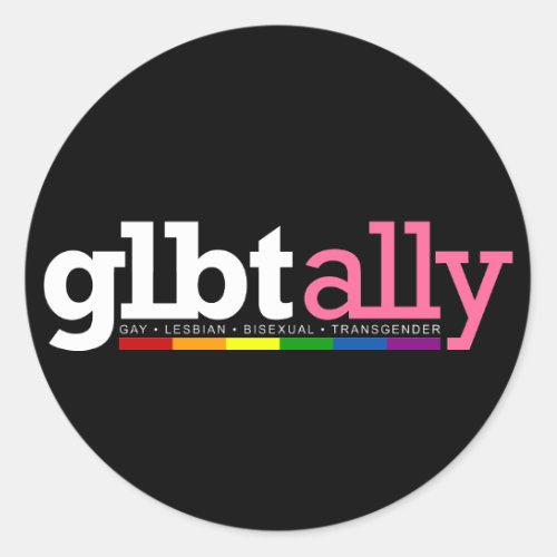 GLBT Ally Round Black Sticker