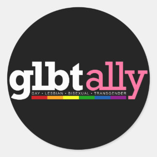 GLBT Ally Round Black Sticker