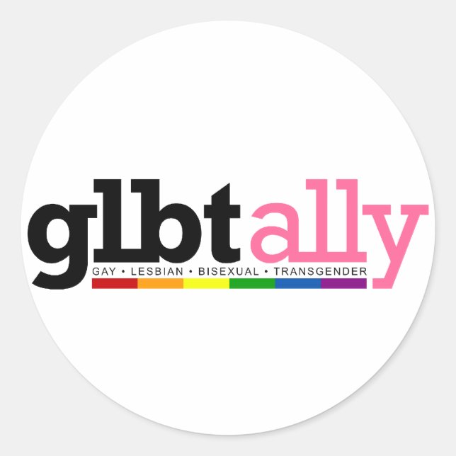 GLBT Ally Round White Sticker (Front)