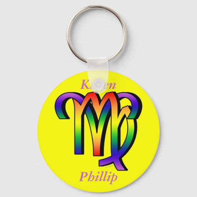 GLBT Aries & Virgo Keychain (Front)