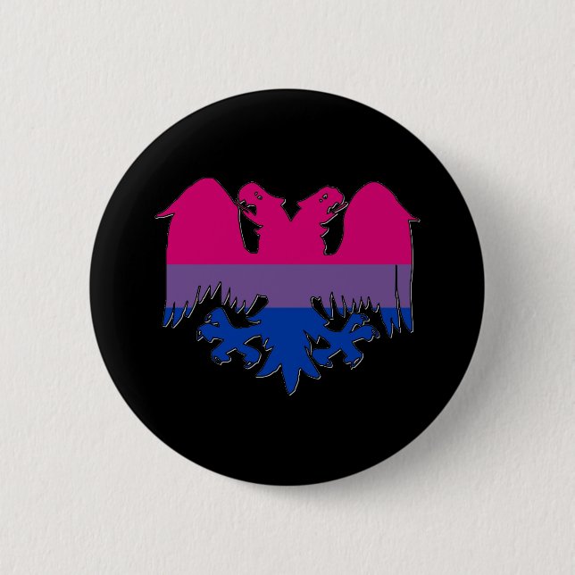 GLBT Biseuxal Pride Double-Headed Eagle Pinback Button (Front)