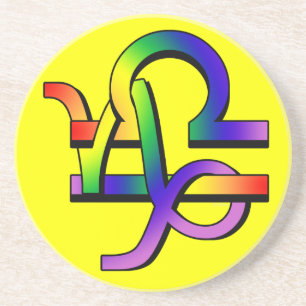 GLBT Capricorn & Libra Sandstone Coaster
