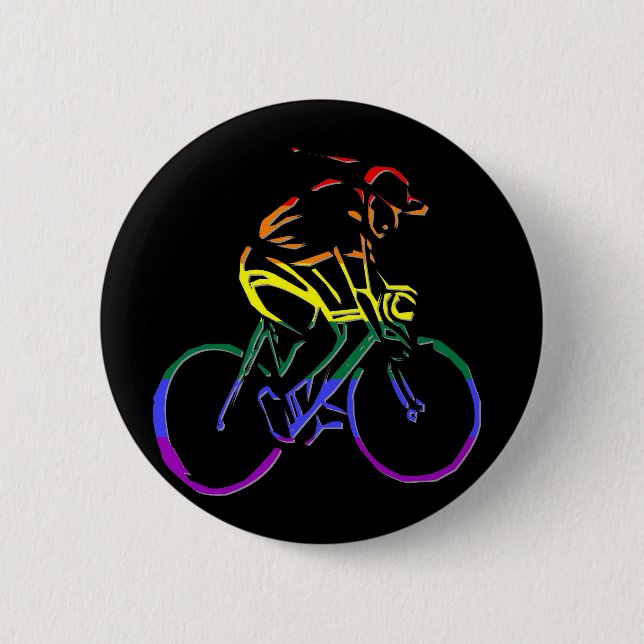 GLBT Pride Bicyclist Pinback Button (Front)