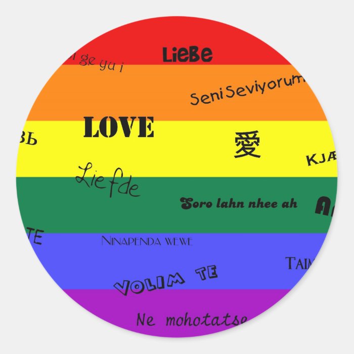 GLBT Pride "Love" in Many Languages Sticker