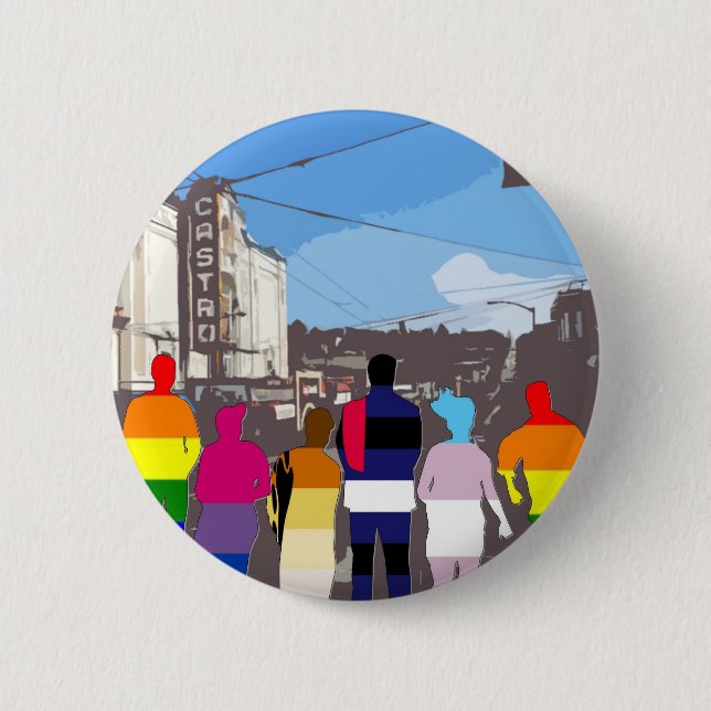 GLBT Pride People in the Castro #2 Pinback Button (Front)