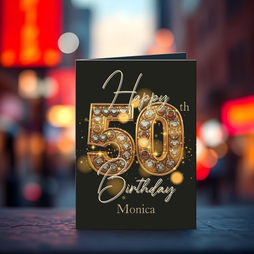 Gleaming Gold and Black Gemstone 50th Birthday