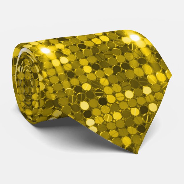 Gleaming Gold Sequin Sparkle Neck Tie (Rolled)