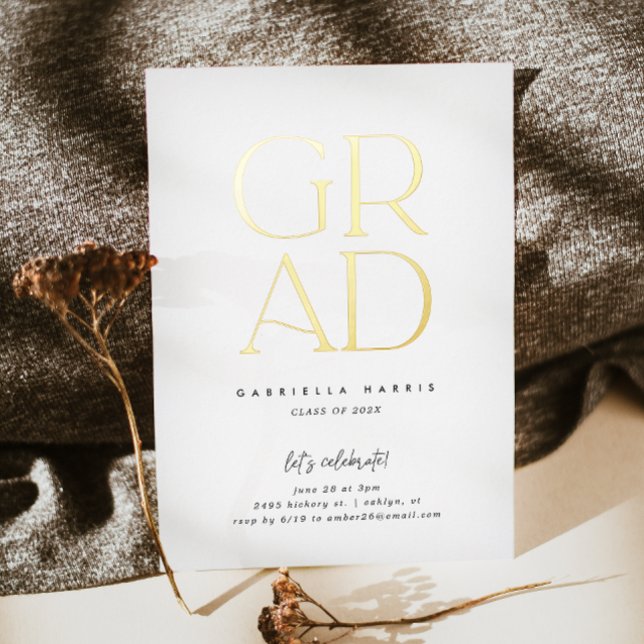 Gleaming Grad 2023 | Gold + White Graduation Foil Invitation (Gleaming Grad 2023 | Gold + White Graduation Foil Invitation)