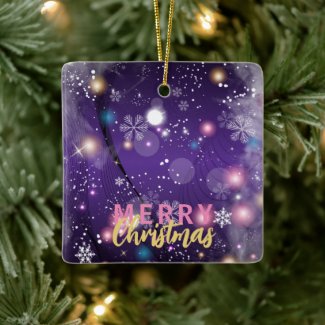 Gleaming Purple Winter Wonderland Merry Christmas 