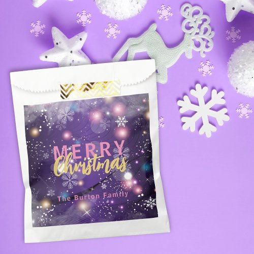 Gleaming Purple Winter Wonderland Merry Christmas Favor Bag