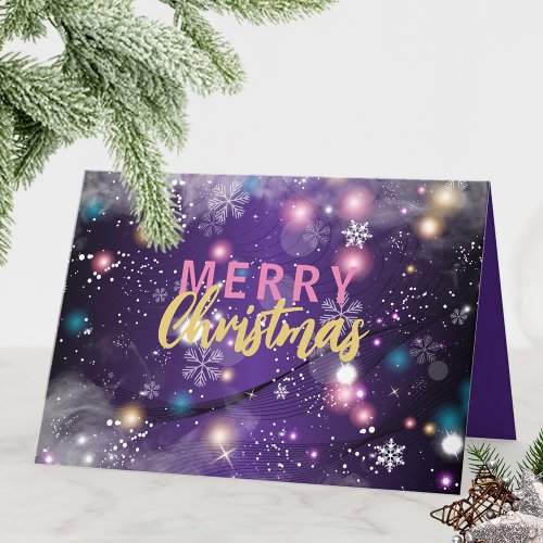Gleaming Purple Winter Wonderland Merry Christmas Holiday Card